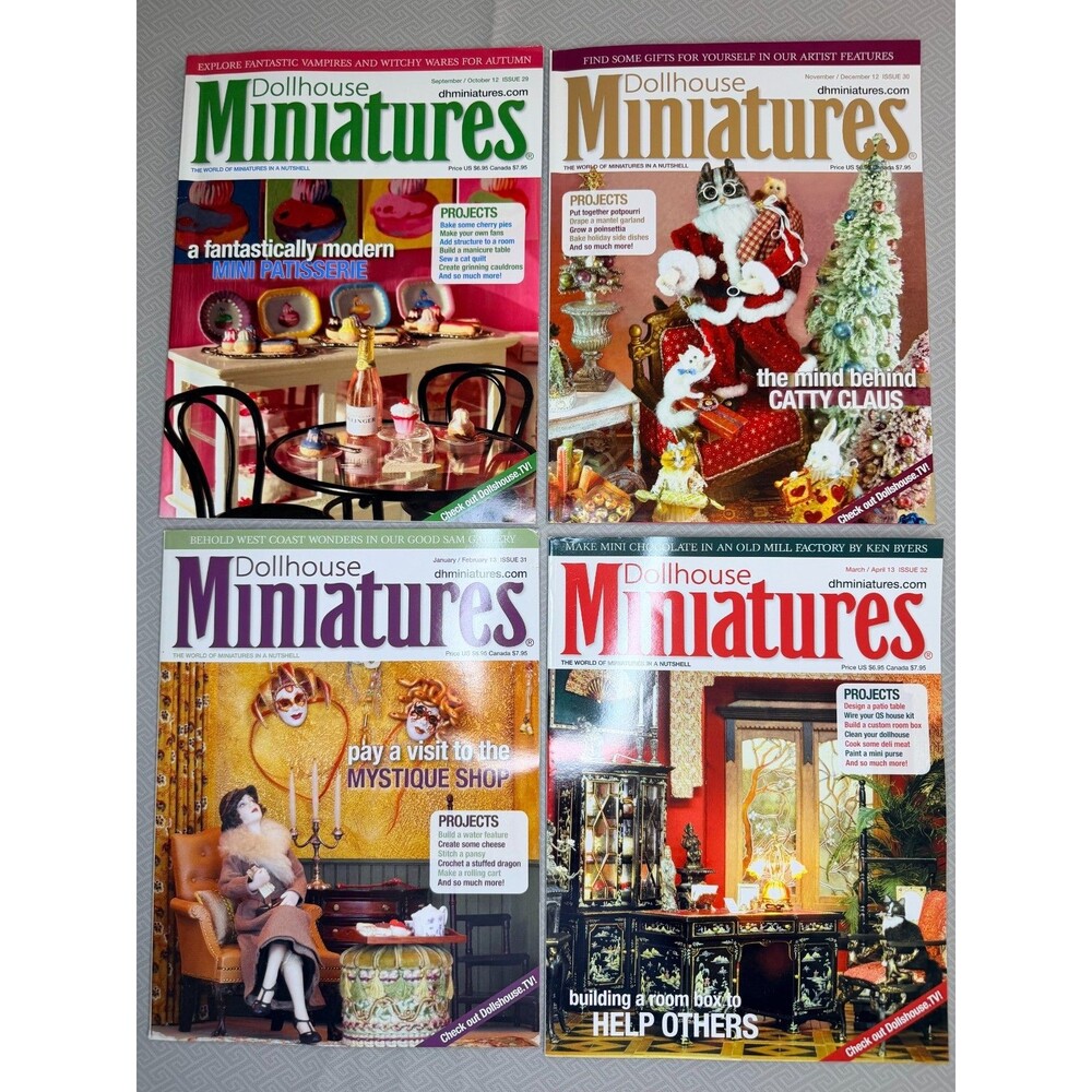 Lot of 4 Dollhouse Miniatures Magazines Sept 2012 - April 2013 Issues 29-32 Idea